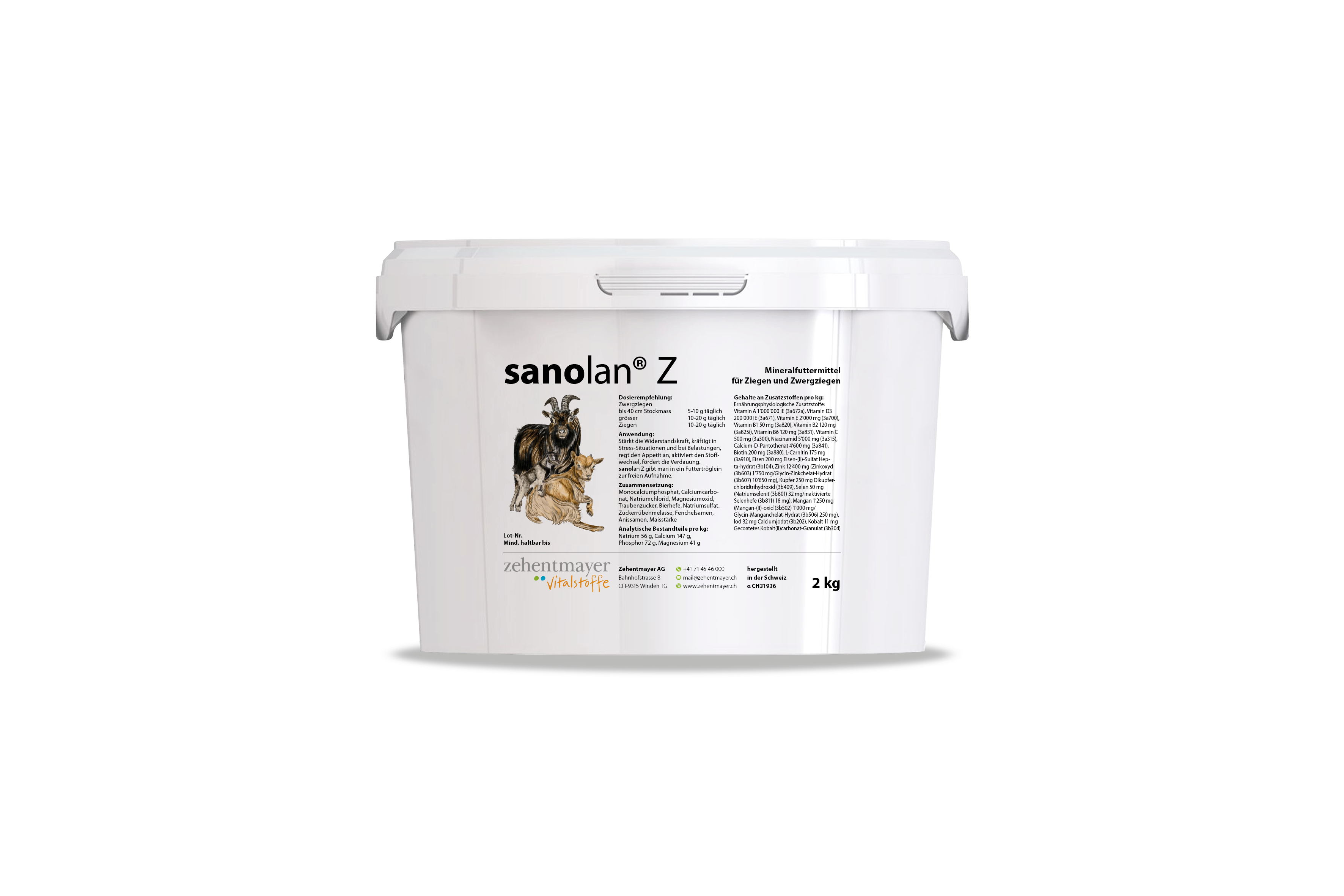 Sanolan Z Tierpflegeprodukt Sanolan Z, 2 kg Eimer für Tierpflege, enthält Anwendungshinweise und Inhaltsstoffe.