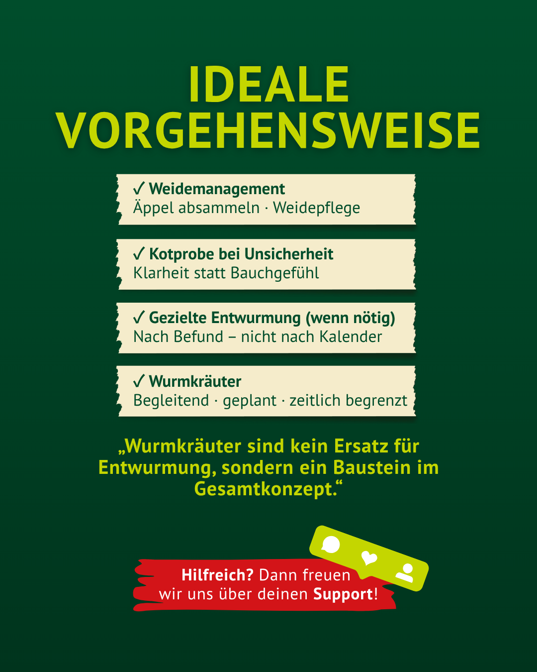 Ideale Vorgehensweise bei Wurmkräutern mit Weidemanagement, Kotprobe und gezielter Entwurmung