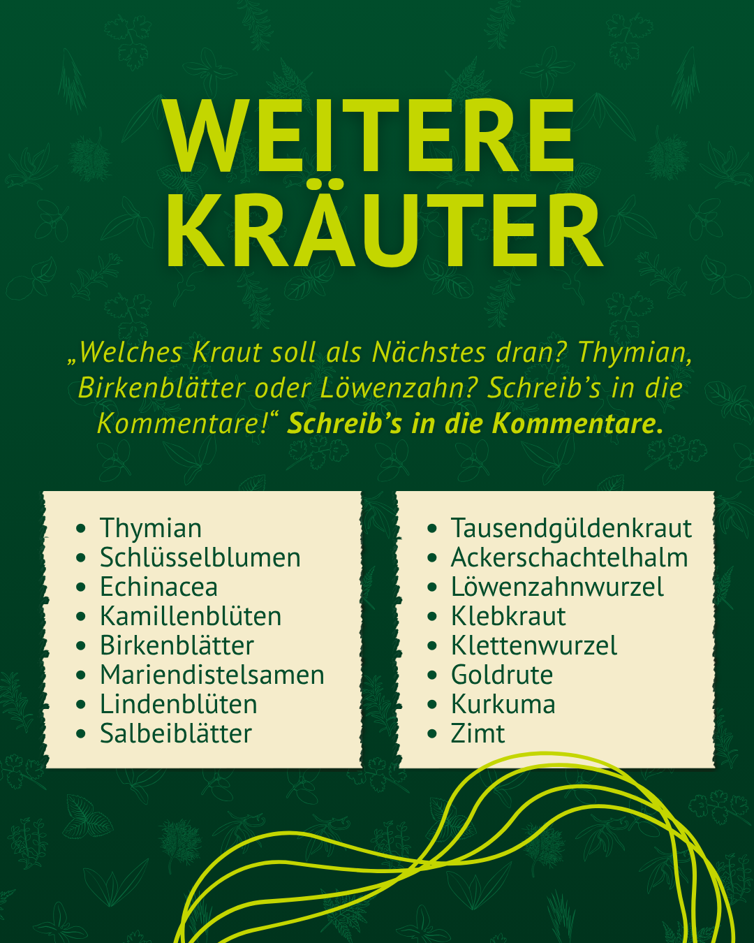 Weitere Kräuter für Pferde wie Thymian, Löwenzahn, Klettenwurzel, Kurkuma und Zimt