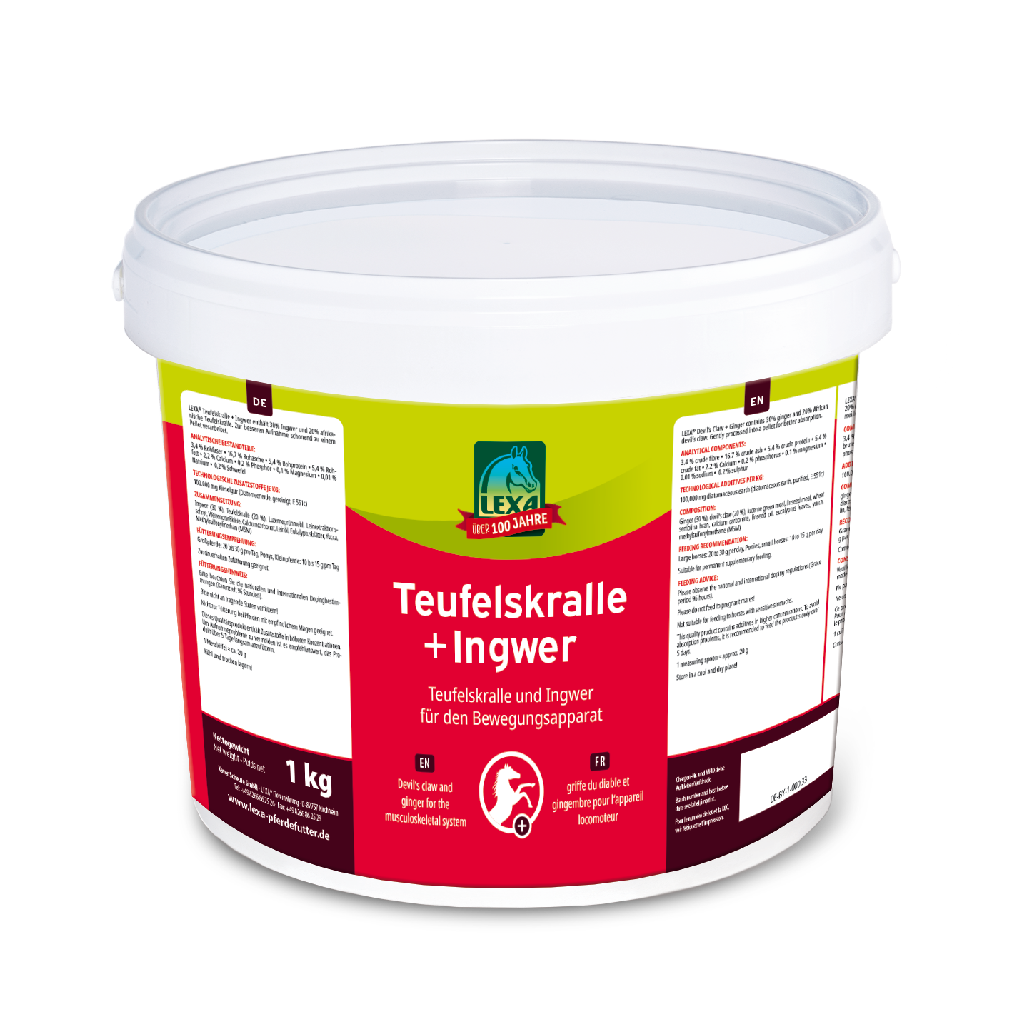 LEXA Teufelskralle + Ingwer, Zusatzfutter für den Bewegungsapparat, 3 kg Eimer